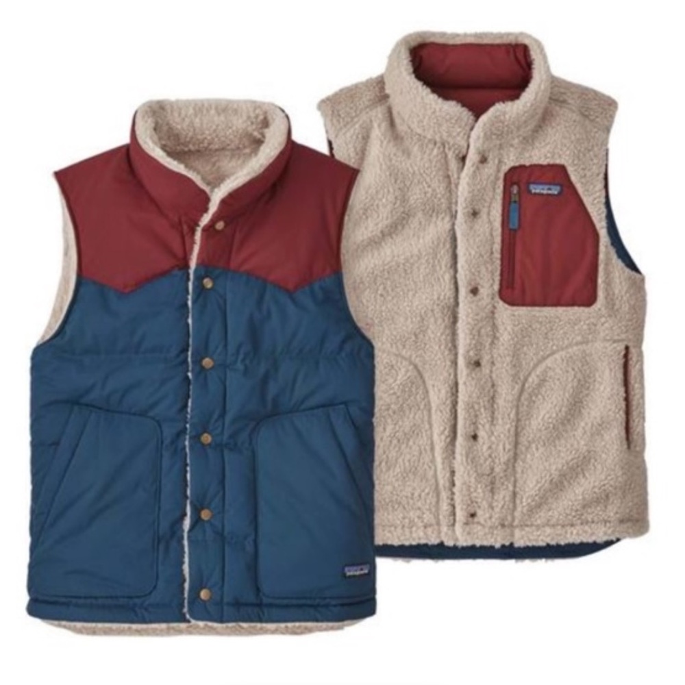 NEW Patagonia Mens Reversible Bivy Down Vest in Tidepool Blue Size XL